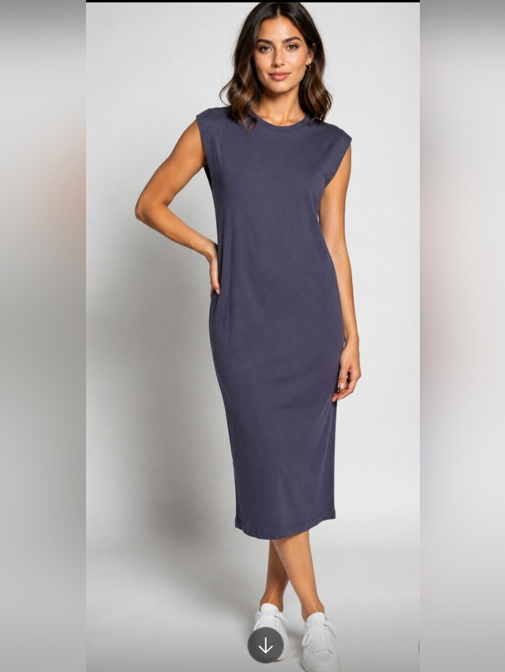 Zara Sleeveless Midi Dress in Slate Blue